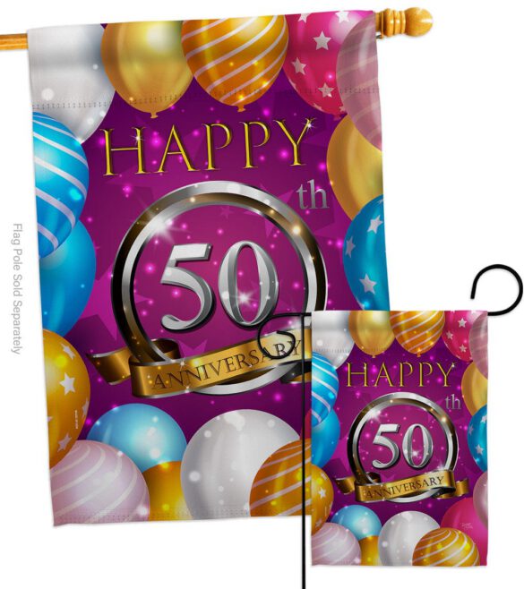 Happy 50th Anniversary - Family Special Occasion Vertical Impressions Decorative Flags HG115193 Made In USA - Image 3