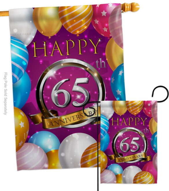 Happy 65th Anniversary - Family Special Occasion Vertical Impressions Decorative Flags HG115196 Made In USA - Image 3