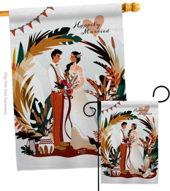 Happily Married - Family Special Occasion Vertical Impressions Decorative Flags HG137456 Made In USA - Image 3