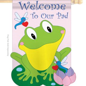 Friendly Frog - Farm Animals Nature Vertical Applique Decorative Flags HG110036