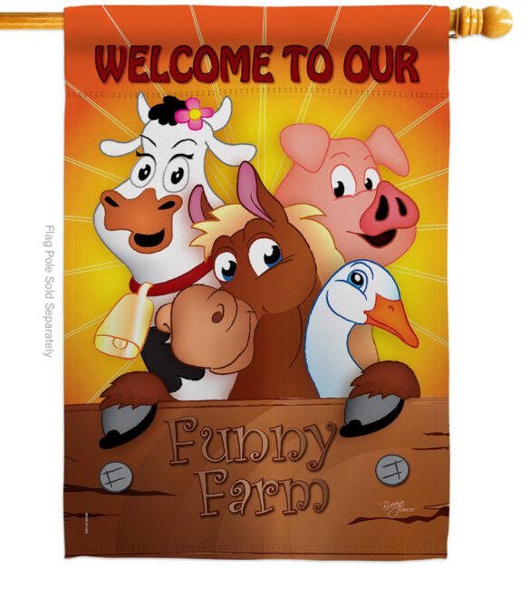 Funny Farm - Farm Animals Nature Vertical Impressions Decorative Flags HG110039 Made In USA - Image 2