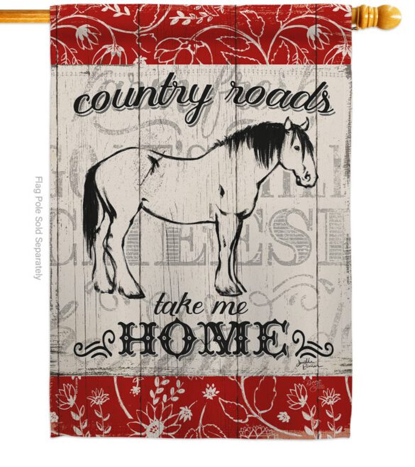 Country Roads Hores - Farm Animals Nature Vertical Impressions Decorative Flags HG110120 Made In USA - Image 2