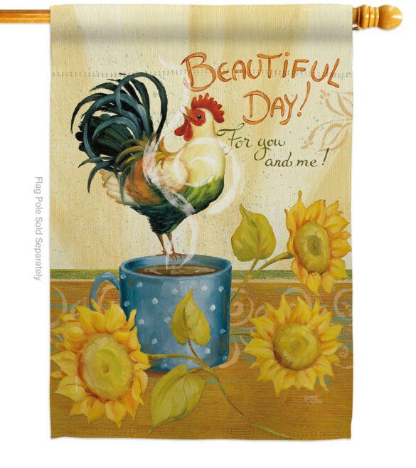 Beautiful Day Rooster - Farm Animals Nature Vertical Impressions Decorative Flags HG110133 Made In USA - Image 2