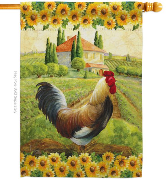 Country Rooster - Farm Animals Nature Vertical Impressions Decorative Flags HG110139 Made In USA - Image 2