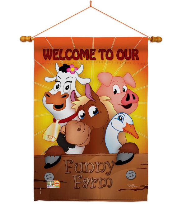 Funny Farm - Farm Animals Nature Vertical Impressions Decorative Flags HG110039 Made In USA - Image 14