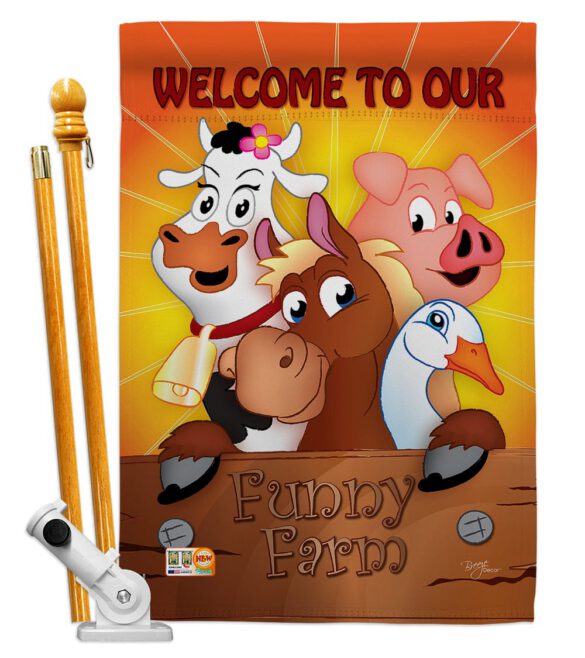 Funny Farm - Farm Animals Nature Vertical Impressions Decorative Flags HG110039 Made In USA - Image 5