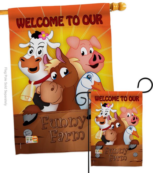 Funny Farm - Farm Animals Nature Vertical Impressions Decorative Flags HG110039 Made In USA - Image 3