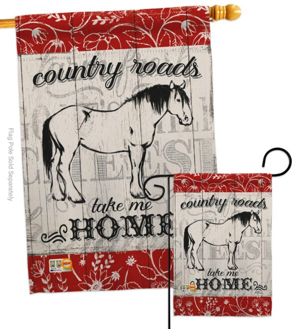 Country Roads Hores - Farm Animals Nature Vertical Impressions Decorative Flags HG110120 Made In USA - Image 3