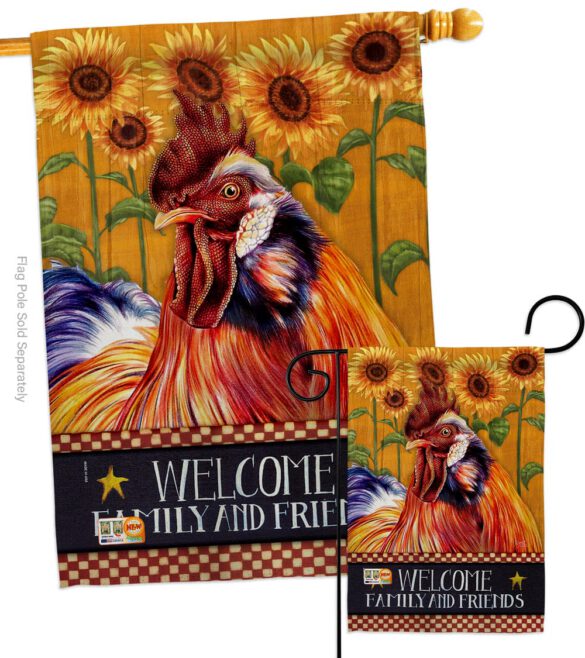 Country Rooster - Farm Animals Nature Vertical Impressions Decorative Flags HG110129 Made In USA - Image 3