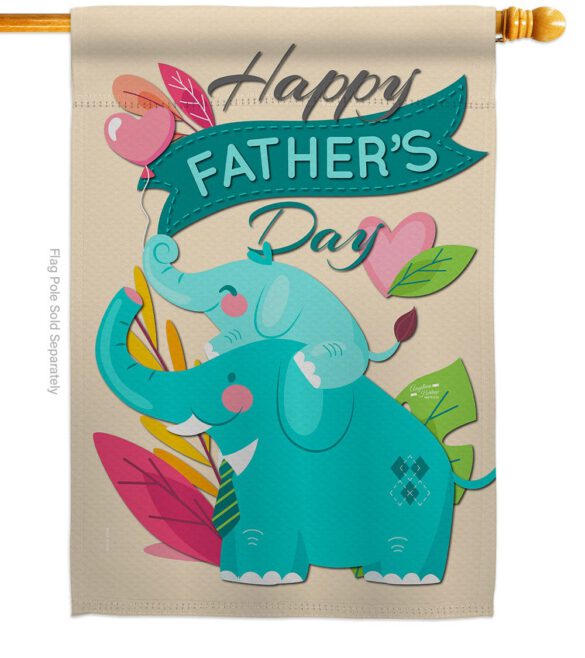 Elephant Daddy - Father's Day Summer Vertical Impressions Decorative Flags HG137351 Made In USA - Image 2