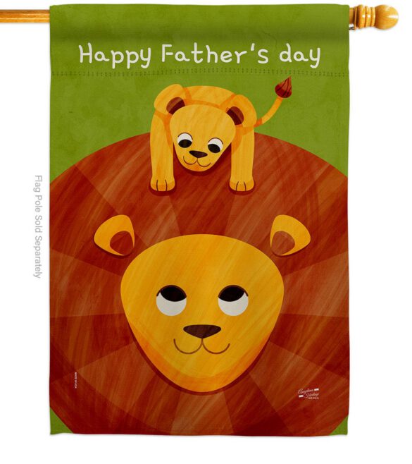 Father's Day Lion - Father's Day Summer Vertical Impressions Decorative Flags HG137570 Made In USA - Image 2