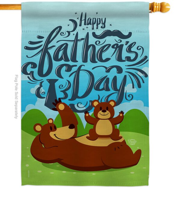 Beary Happy Father's Day - Father's Day Summer Vertical Impressions Decorative Flags HG192065 Made In USA - Image 2