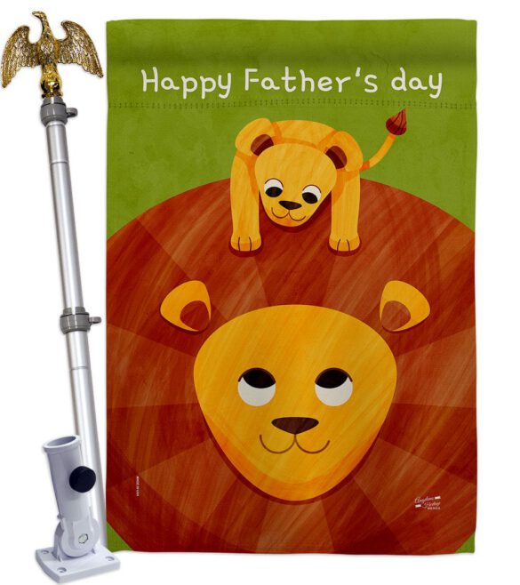Father's Day Lion - Father's Day Summer Vertical Impressions Decorative Flags HG137570 Made In USA - Image 9
