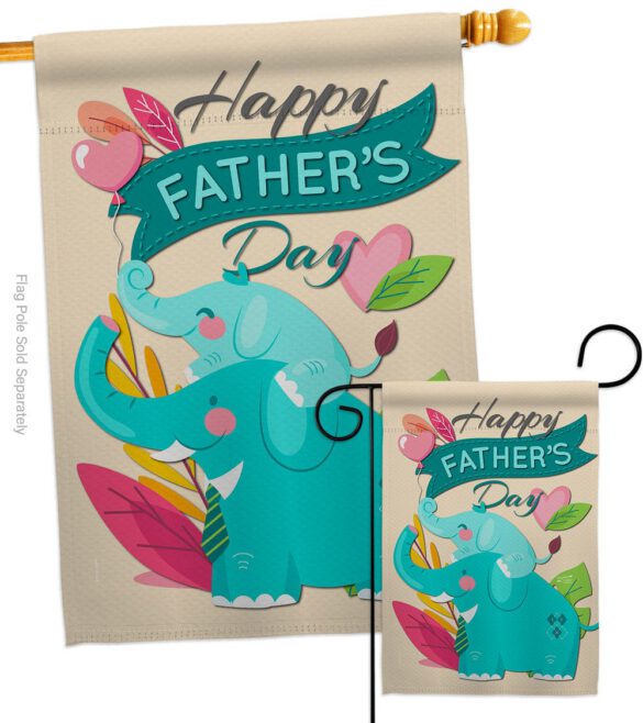 Elephant Daddy - Father's Day Summer Vertical Impressions Decorative Flags HG137351 Made In USA - Image 3