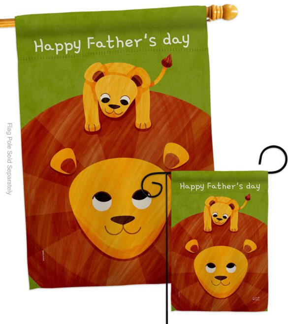 Father's Day Lion - Father's Day Summer Vertical Impressions Decorative Flags HG137570 Made In USA - Image 3