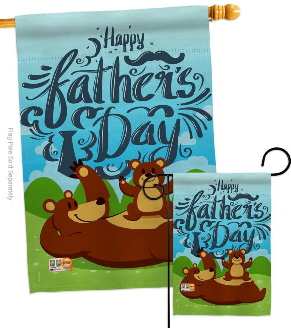 Beary Happy Father's Day - Father's Day Summer Vertical Impressions Decorative Flags HG192065 Made In USA - Image 3