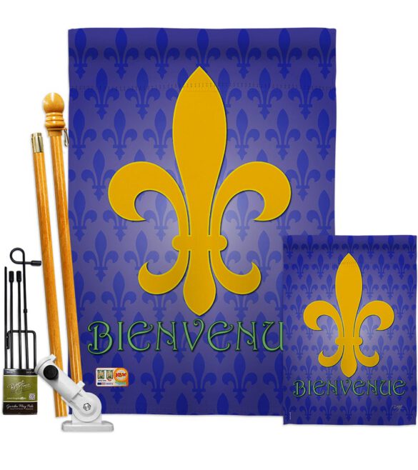 Bienvenue - Fleur De Lys Interests Vertical Impressions Decorative Flags HG118009 Made In USA - Image 6