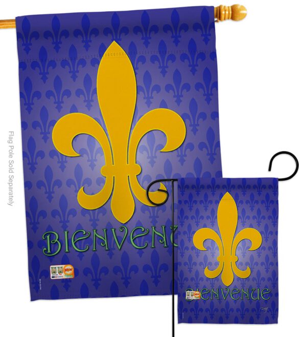 Bienvenue - Fleur De Lys Interests Vertical Impressions Decorative Flags HG118009 Made In USA - Image 3