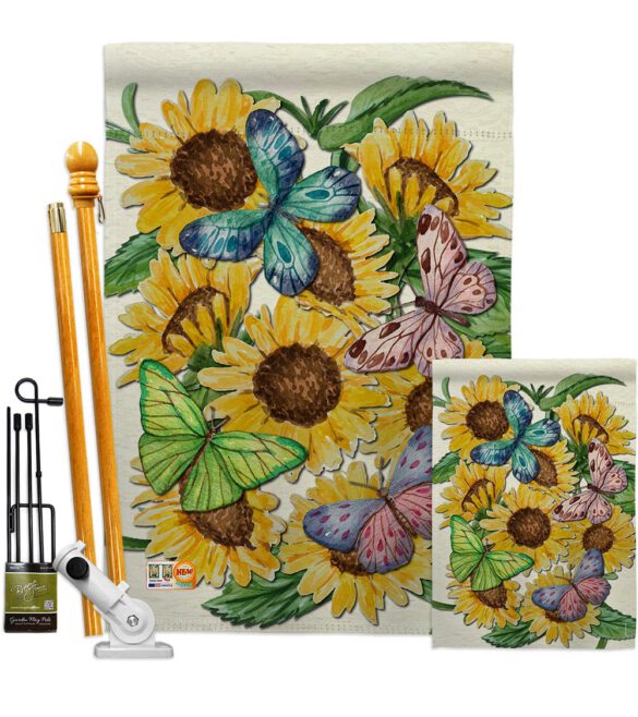 Butterflies On Sunflower - Floral Spring Vertical Impressions Decorative Flags HG104093 Made In USA - Image 6
