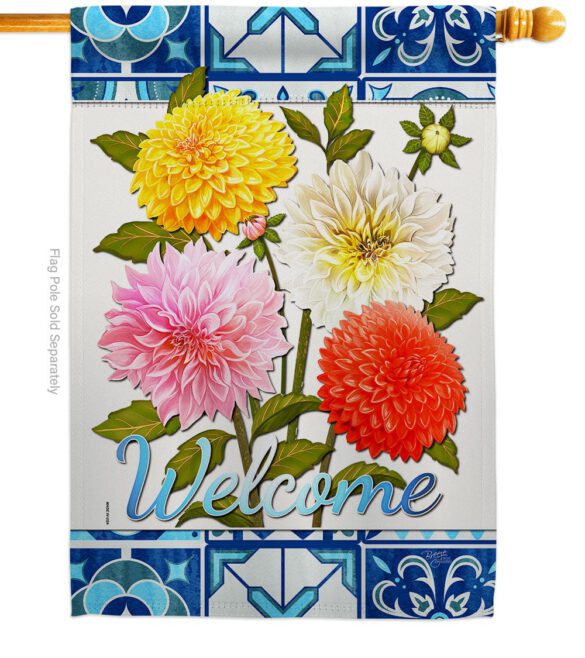 Dahlia Bouquet - Floral Spring Vertical Impressions Decorative Flags HG104107 Made In USA - Image 2