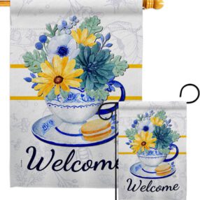 Afternoon Tea Bouquet - Floral Spring Vertical Impressions Decorative Flags HG104114 Made In USA