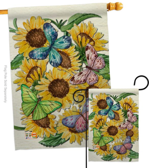 Butterflies On Sunflower - Floral Spring Vertical Impressions Decorative Flags HG104093 Made In USA - Image 3