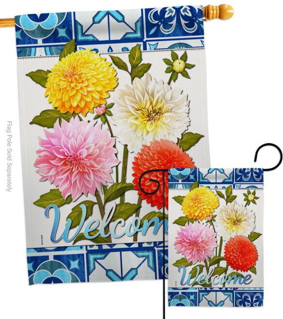 Dahlia Bouquet - Floral Spring Vertical Impressions Decorative Flags HG104107 Made In USA - Image 3