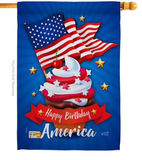 Happy Birthday America - Fourth of July Americana Vertical Impressions Decorative Flags HG137073 Made In USA - Image 3