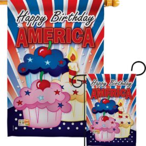 American Cupcake - Fourth of July Americana Vertical Impressions Decorative Flags HG111052 Imported