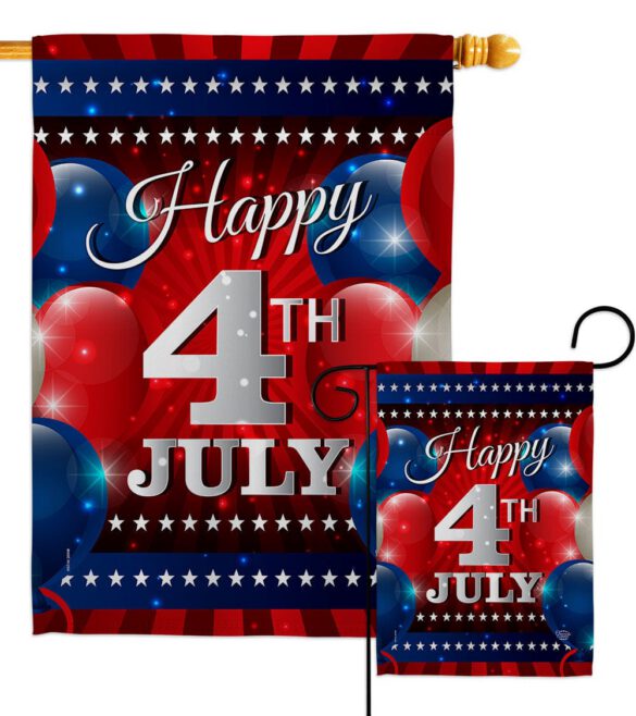 4th July Balloon - Fourth of July Americana Vertical Impressions Decorative Flags HG192398 Made In USA