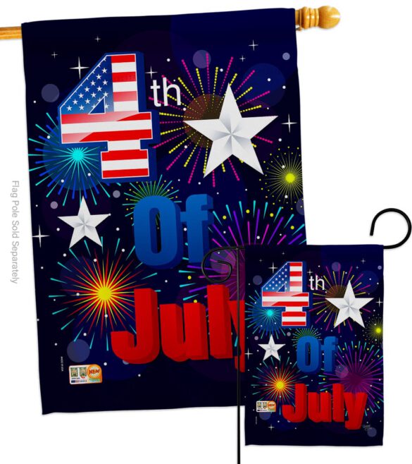 Fireworks July 4th - Fourth of July Americana Vertical Impressions Decorative Flags HG111089 Made In USA - Image 4