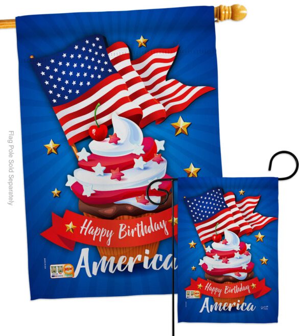 Happy Birthday America - Fourth of July Americana Vertical Impressions Decorative Flags HG137073 Made In USA - Image 4