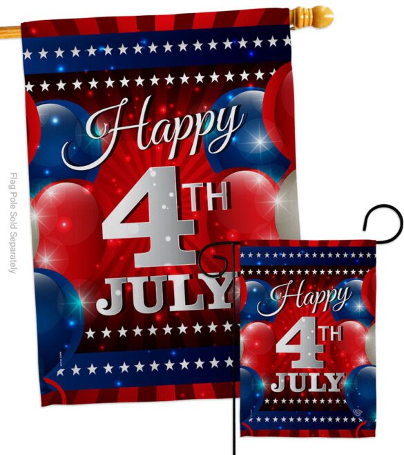 4th July Balloon - Fourth of July Americana Vertical Impressions Decorative Flags HG192398 Made In USA - Image 4
