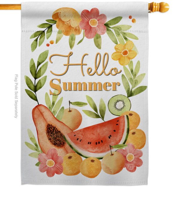 Hello Fruity - Fruits Food Vertical Impressions Decorative Flags HG192604 Made In USA - Image 2