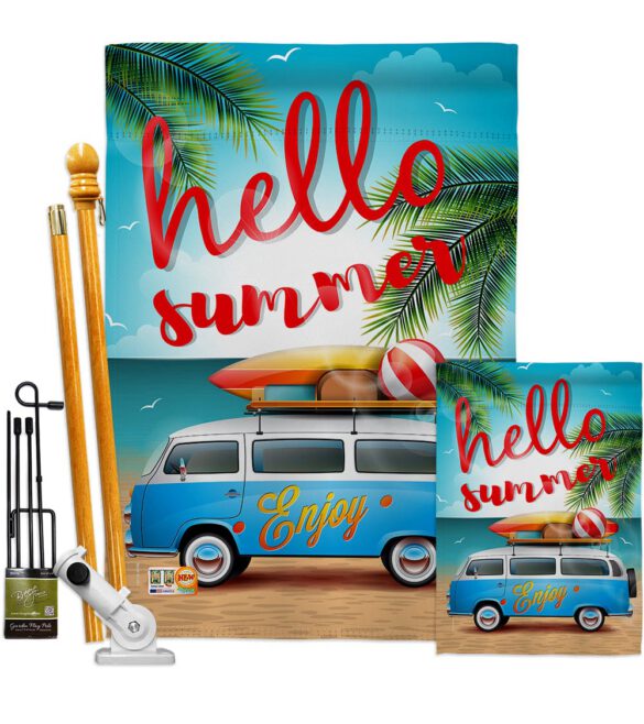 Hello Summer, Enjoy Bus - Fun In The Sun Summer Vertical Impressions Decorative Flags HG106084 Made In USA - Image 6