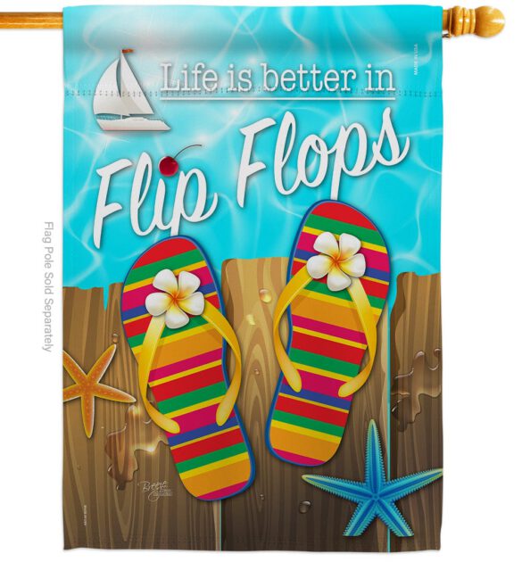 Better in Flip Flops - Fun In The Sun Summer Vertical Impressions Decorative Flags HG106003 Made In USA - Image 2