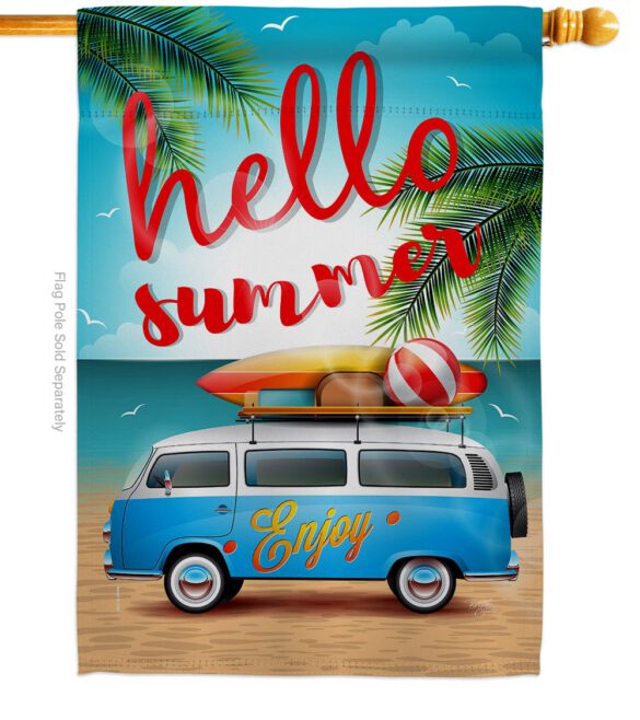 Hello Summer, Enjoy Bus - Fun In The Sun Summer Vertical Impressions Decorative Flags HG106084 Made In USA - Image 2