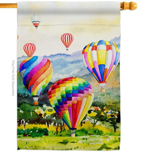 Escape Hot Air Balloon - Fun In The Sun Summer Vertical Impressions Decorative Flags HG106112 Made In USA - Image 2