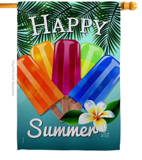 Happy Summer Pop - Fun In The Sun Summer Vertical Impressions Decorative Flags HG137027 Made In USA - Image 2
