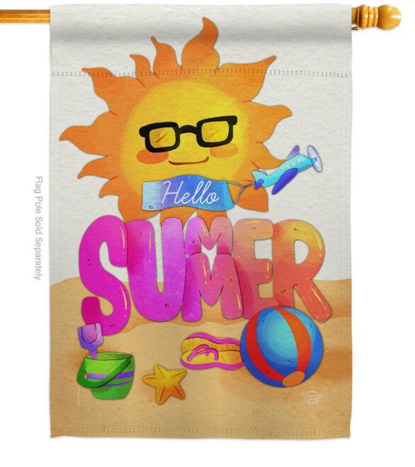 Hello Summer - Fun In The Sun Summer Vertical Impressions Decorative Flags HG192397 Made In USA - Image 2