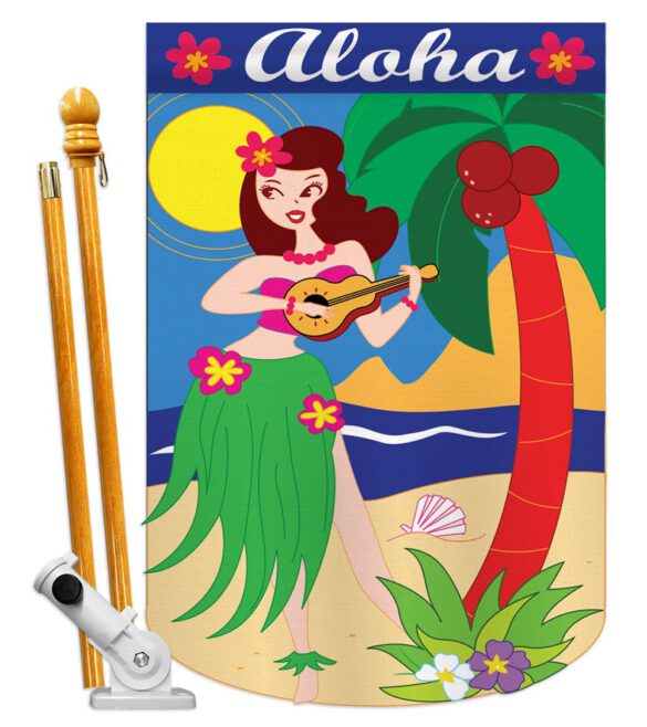 Aloha Girl - Fun In The Sun Summer Vertical Applique Decorative Flags HG106044 - Image 10
