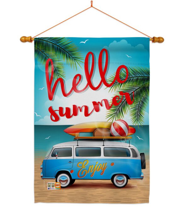 Hello Summer, Enjoy Bus - Fun In The Sun Summer Vertical Impressions Decorative Flags HG106084 Made In USA - Image 14