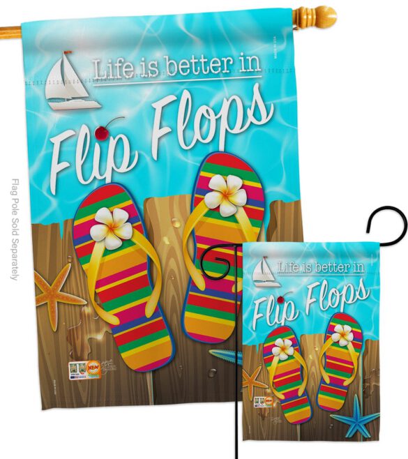 Better in Flip Flops - Fun In The Sun Summer Vertical Impressions Decorative Flags HG106003 Made In USA - Image 3