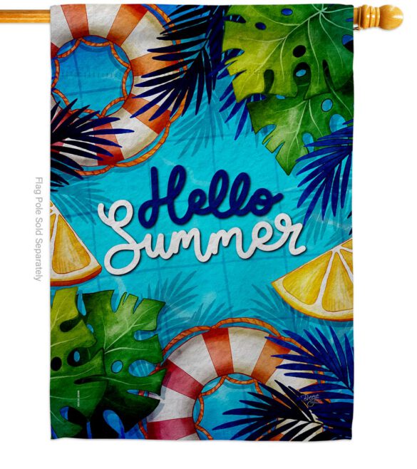 Hello Cool Summer - Fun In The Sun Summer Horizontal Impressions Decorative Flags HG120247 Made In USA - Image 2