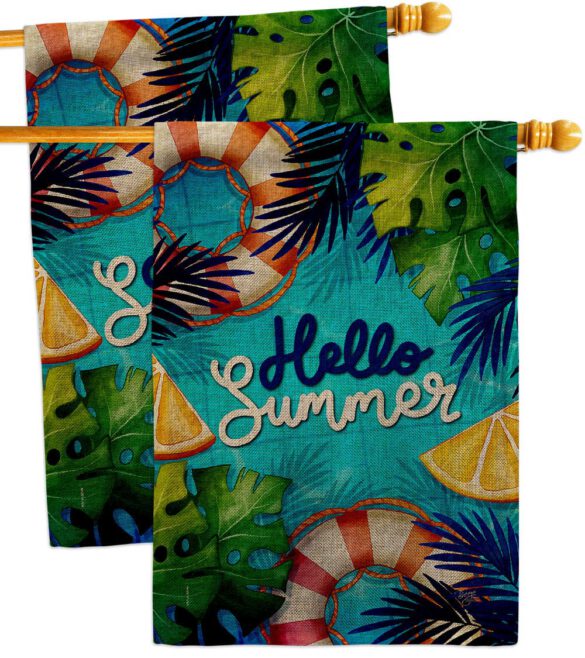 Hello Cool Summer - Fun In The Sun Summer Horizontal Impressions Decorative Flags HG120247 Made In USA - Image 33