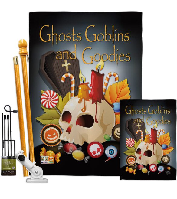 Ghosts Goblins and Goodies - Halloween Fall Vertical Impressions Decorative Flags HG112007 Made In USA - Image 6
