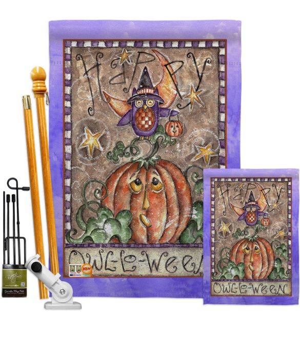 Happy Owl Lo Ween - Halloween Fall Vertical Impressions Decorative Flags HG112064 Made In USA - Image 6