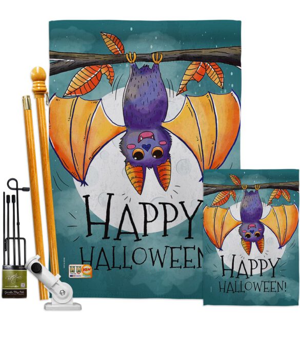 Happy Halloween Bat - Halloween Fall Vertical Impressions Decorative Flags HG112076 Made In USA - Image 6
