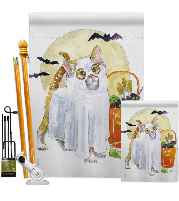 Ghost Cat - Halloween Fall Vertical Impressions Decorative Flags HG112097 Made In USA - Image 6