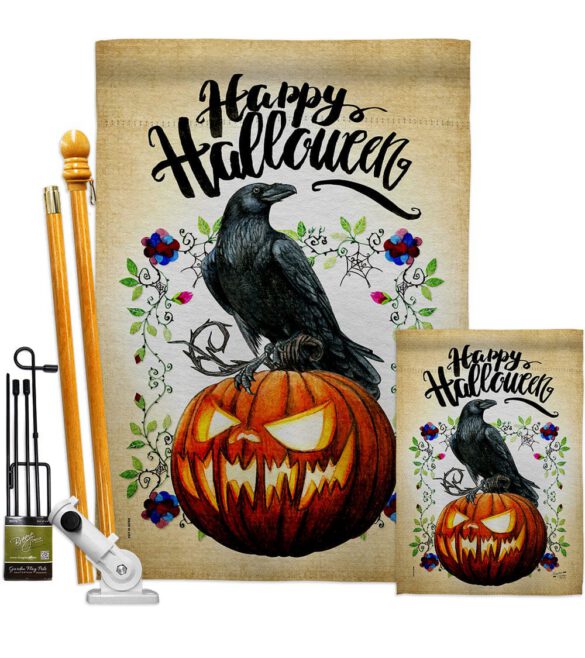 Crow & Pumpkin - Halloween Fall Horizontal Impressions Decorative Flags HG130411 Made In USA - Image 6